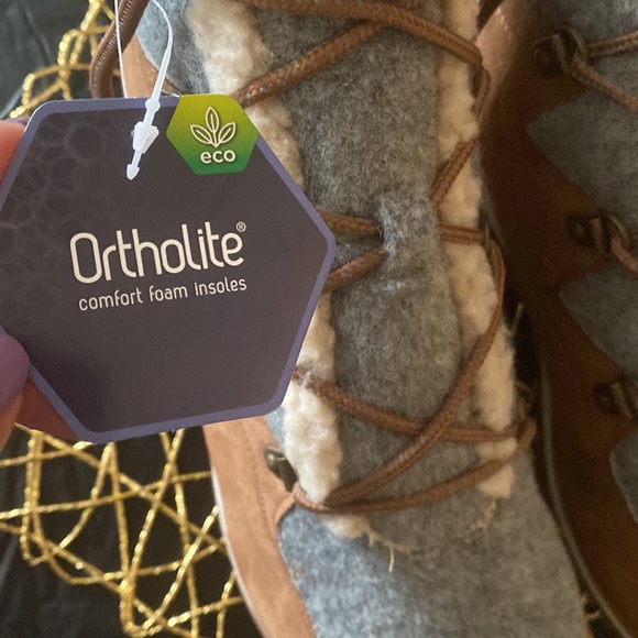 NWT Ortholite suede booties Cognac in color with a touch of gray women size 9.5M - Picture 7 of 9